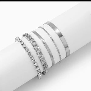 5 NEW CHAIN / CRYSTAL BRACELET SET